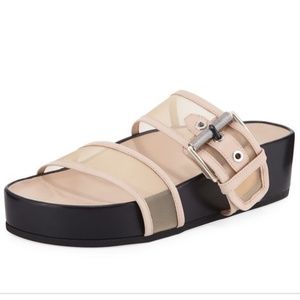 Rag & Bone Evin Mesh Platform Two-Band Ergonomic Slide Sandals Size 37 EU/6.5 US